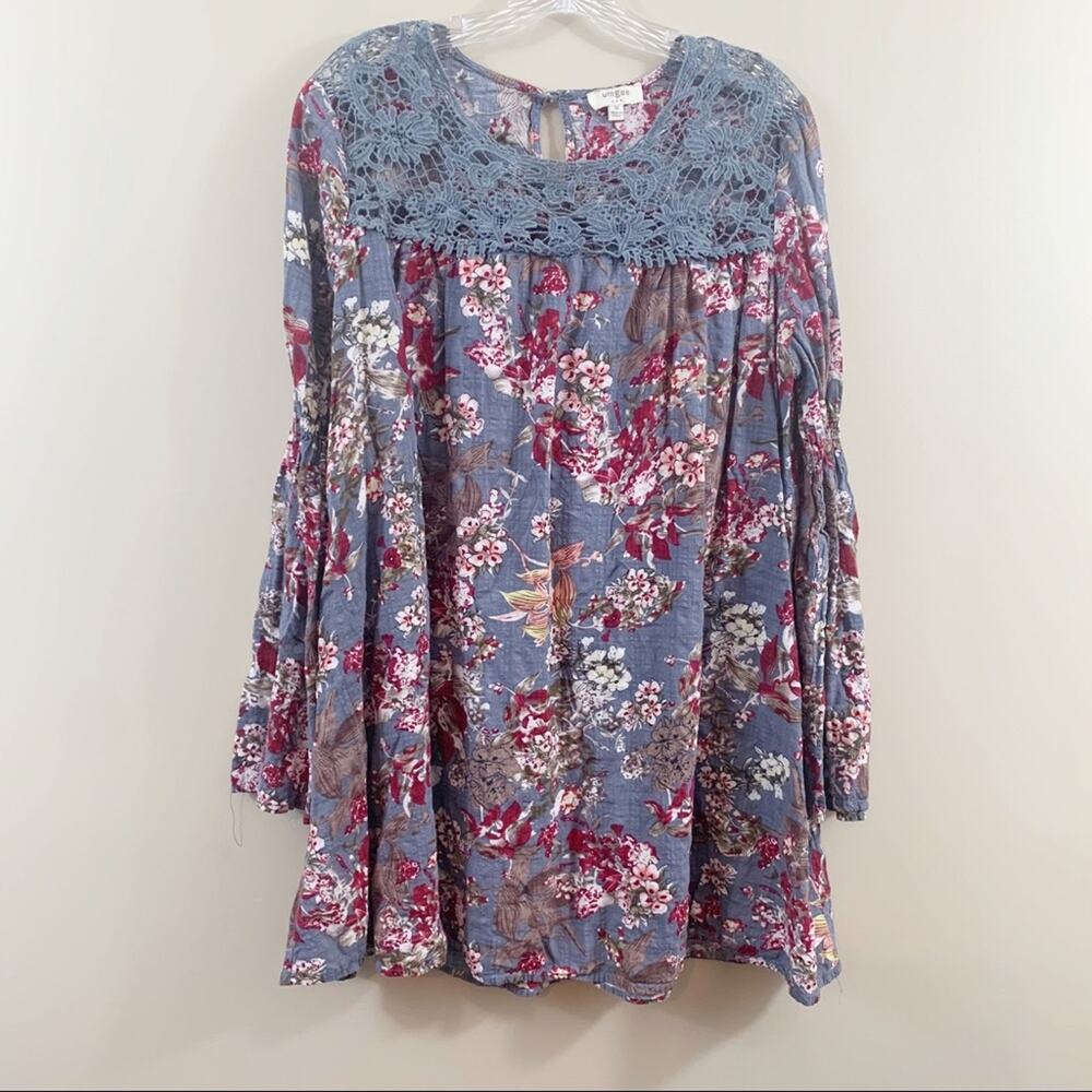 Umgee Floral Plaid Mini Dress Poetic Sleeve